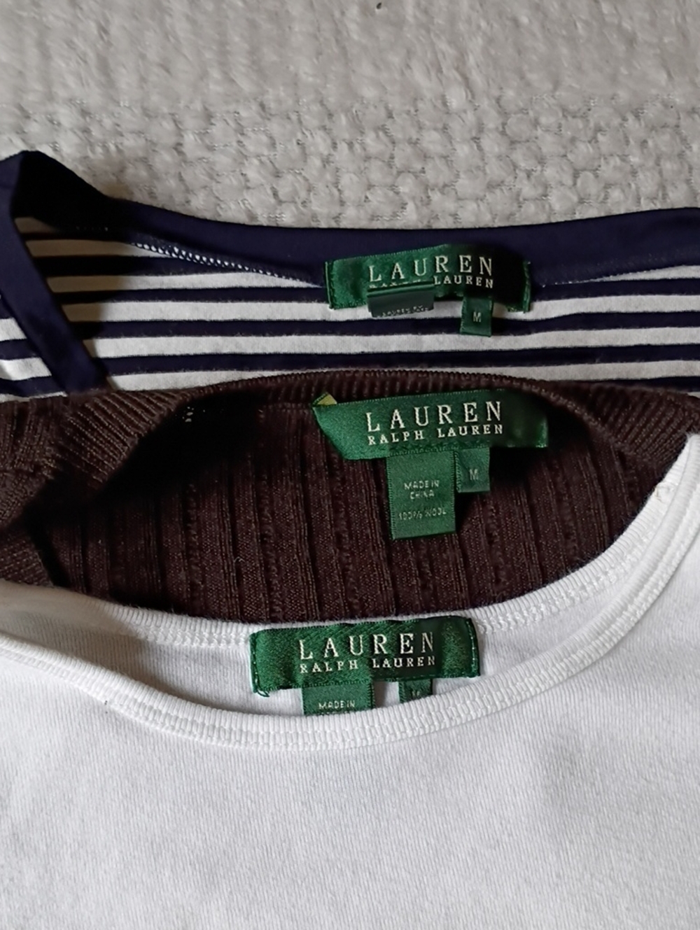 Polo by Ralph Lauren Navy Striped, Brown and White Women Tops (Set of 3)